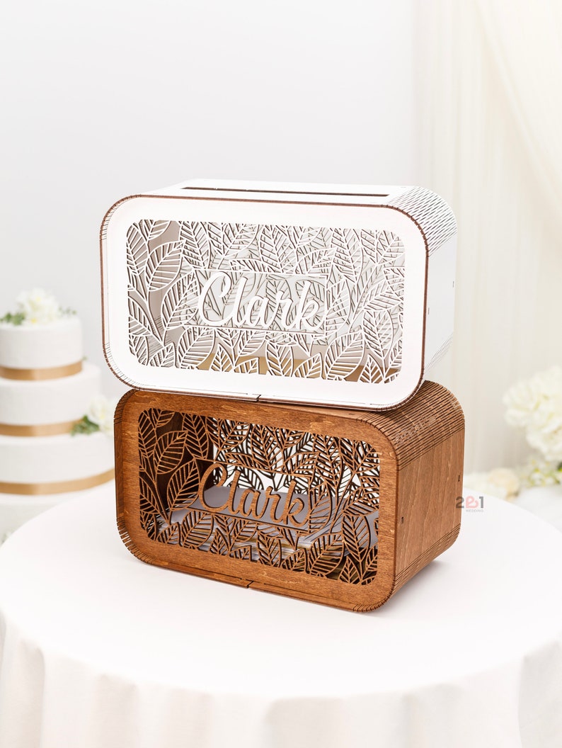 Card Box for Wedding, Rustic Wedding Card Box with Slot, Wedding Decorations, Wooden Envelope Box, Personalized Wedding Decor 2b1Wedding image 4