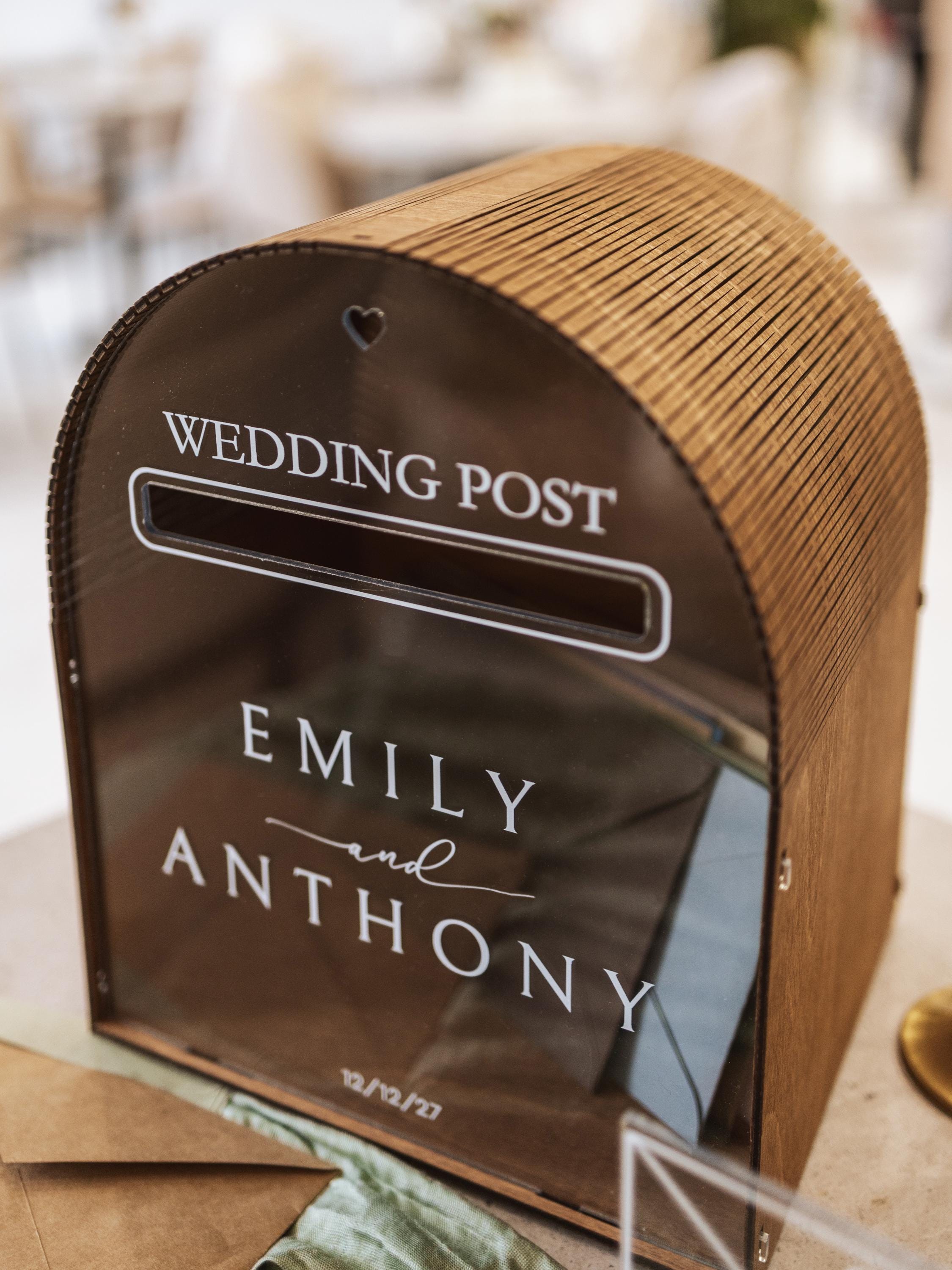 Wedding Post Box Card Box With Slot, Acrylic Card Box With Print ...