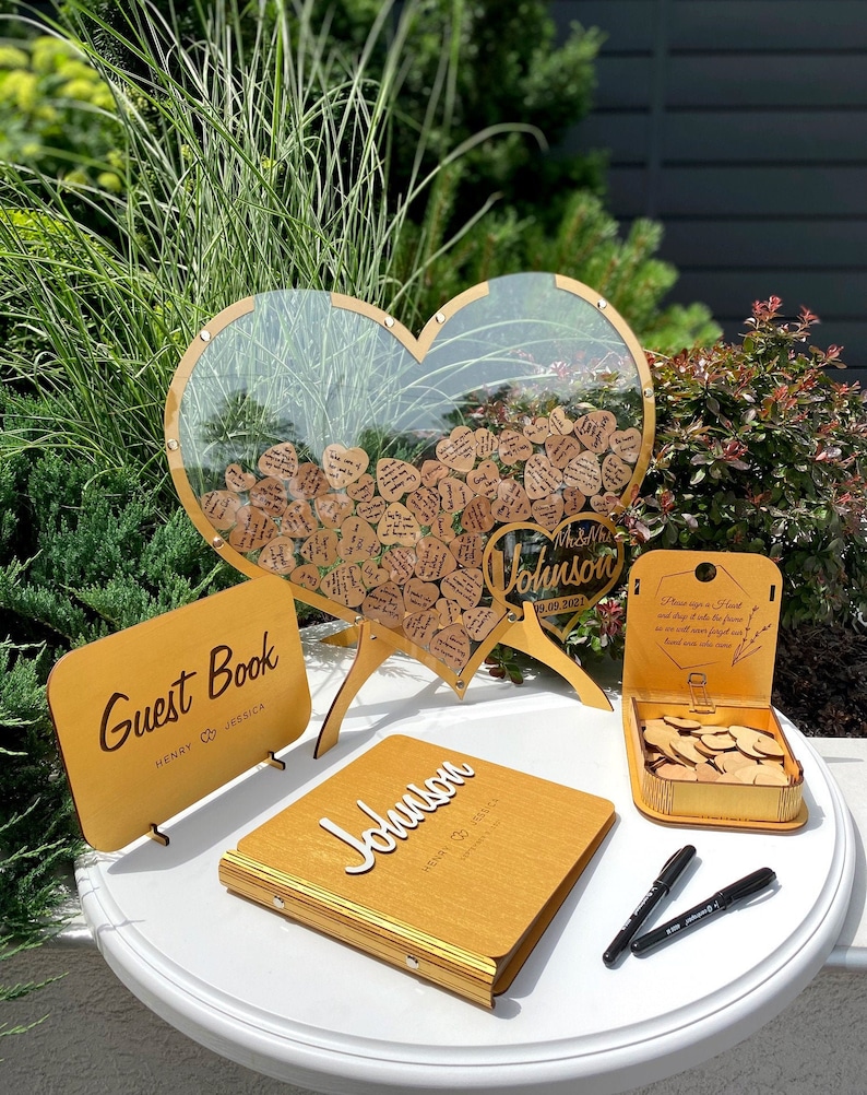 Wedding Guest Book Reservation Gold Under blast sales Rustic Alternative - Wedd