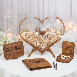 Alternative au livre d'or de mariage forme de coeur, enseigne de mariage personnalisée, cadeau d'anniversaire, livre d'or en bois personnalisé, décoration de mariage rustique bohème image 10