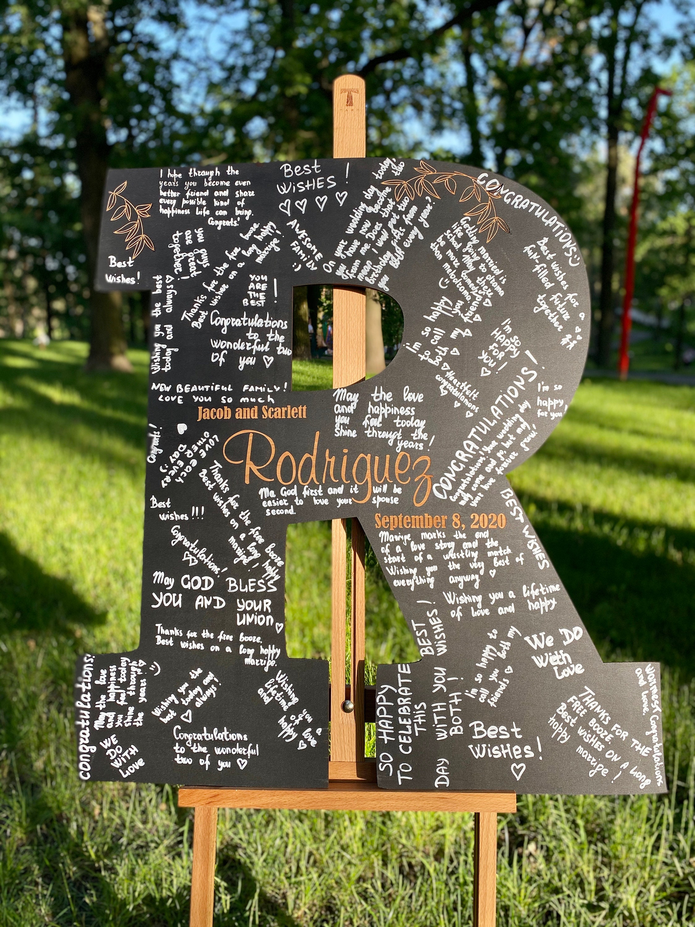 Monogram Wedding Guest Book Letter Sign Wedding Guest Book Etsy