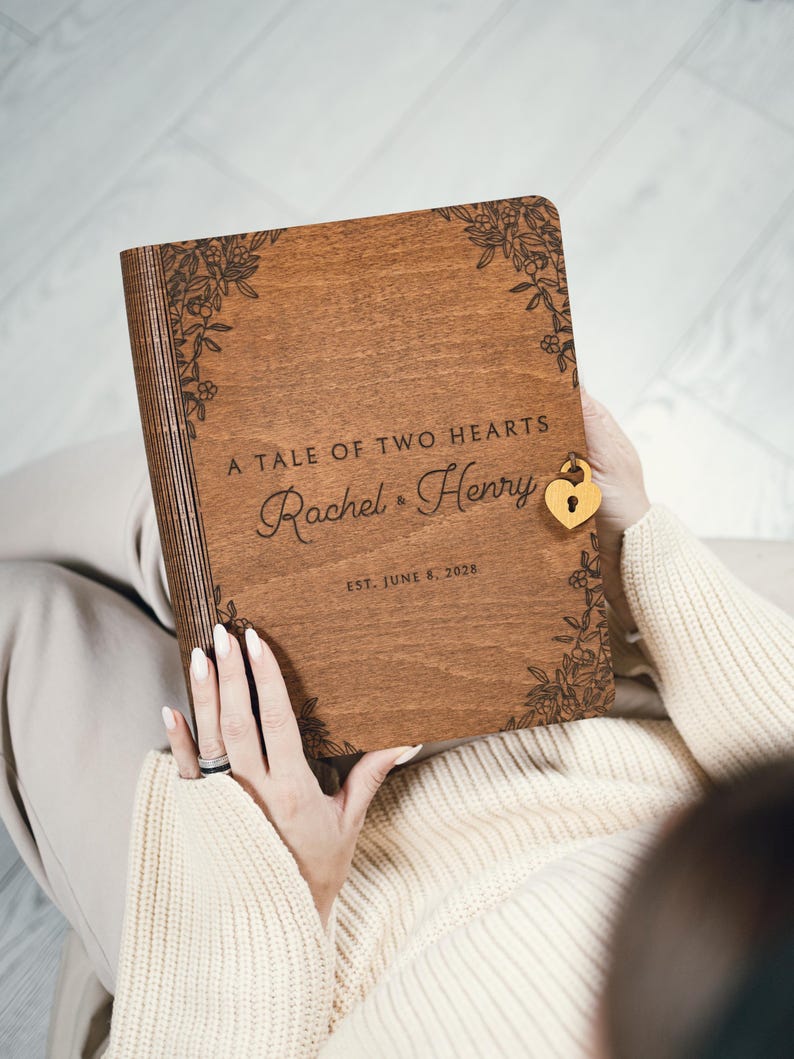 Memory Book for Couples Wood, Keepsake Chest, Personalized gifts, 5th Anniversary Gift, Engagement Wedding Gift