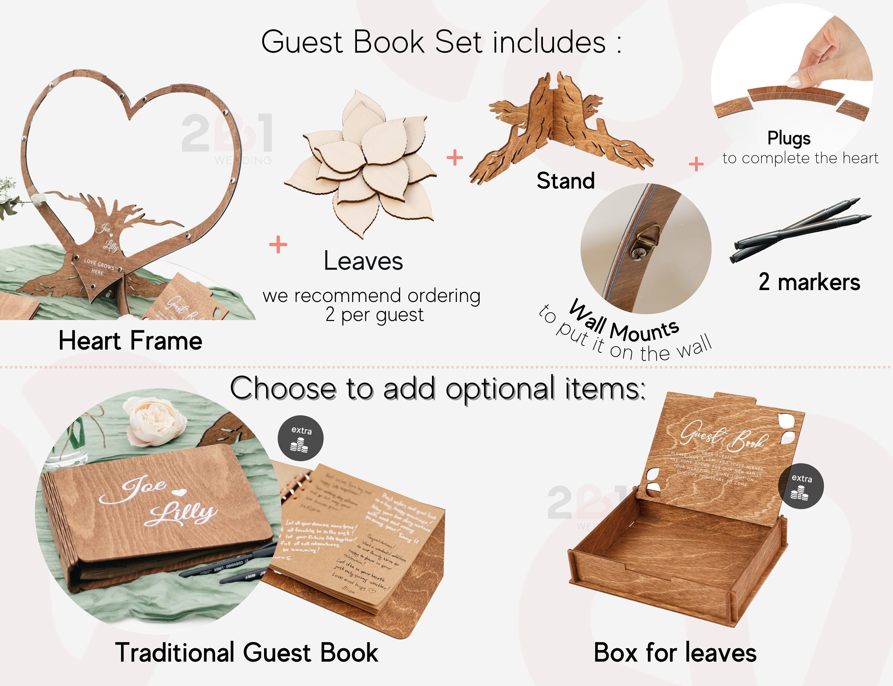 Album Nozze In Legno Personalizzato Inciso A Mano: Libro Degli Ospiti Con Consigli Per Gli Sposi, Formato Grande 9x12.