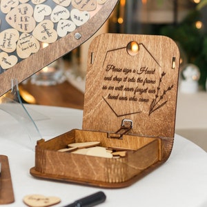 Alternative au livre d'or de mariage forme de coeur, enseigne de mariage personnalisée, cadeau d'anniversaire, livre d'or en bois personnalisé, décoration de mariage rustique bohème image 8