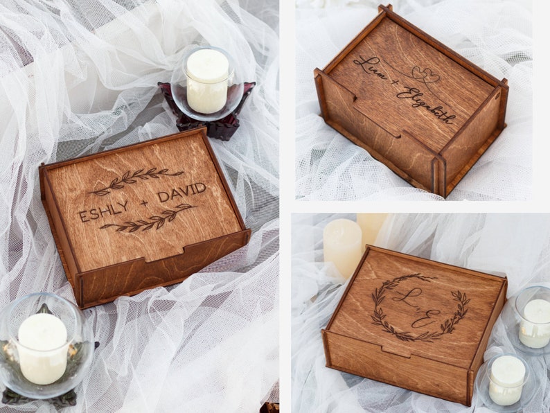 Keepsake Box, Wooden Memory Chest, Personalized Gift Box, Anniversary gifts, Christmas gifts, Engagement Wedding gift for Couple image 3