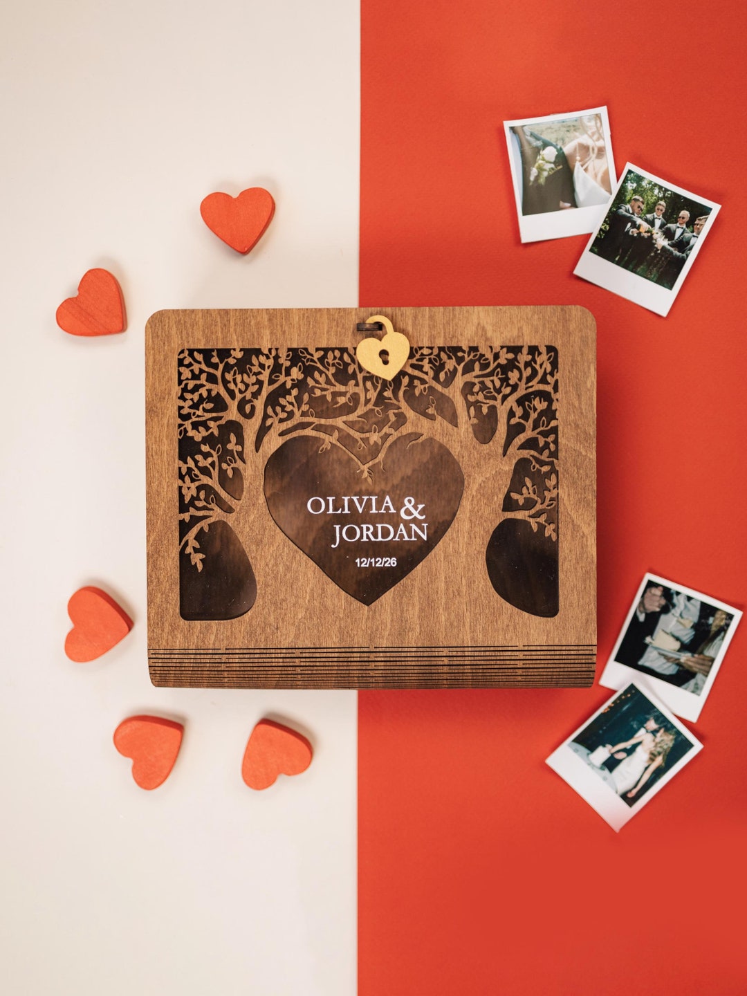 Memory Box Book-shaped, Gifts for Couple, Personalized Keepsake Wood ...