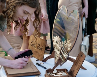 Libro degli ospi personalizzato a forma di bottiglia per matrimonio, scatola per messaggi in