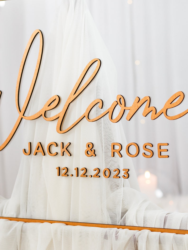 Wedding Welcome Sign, Acrylic Welcome Board, Personalized Wedding Signs, Welcome to our Wedding Sign, 3D Wedding Sign, Rustic Wedding Decor image 8