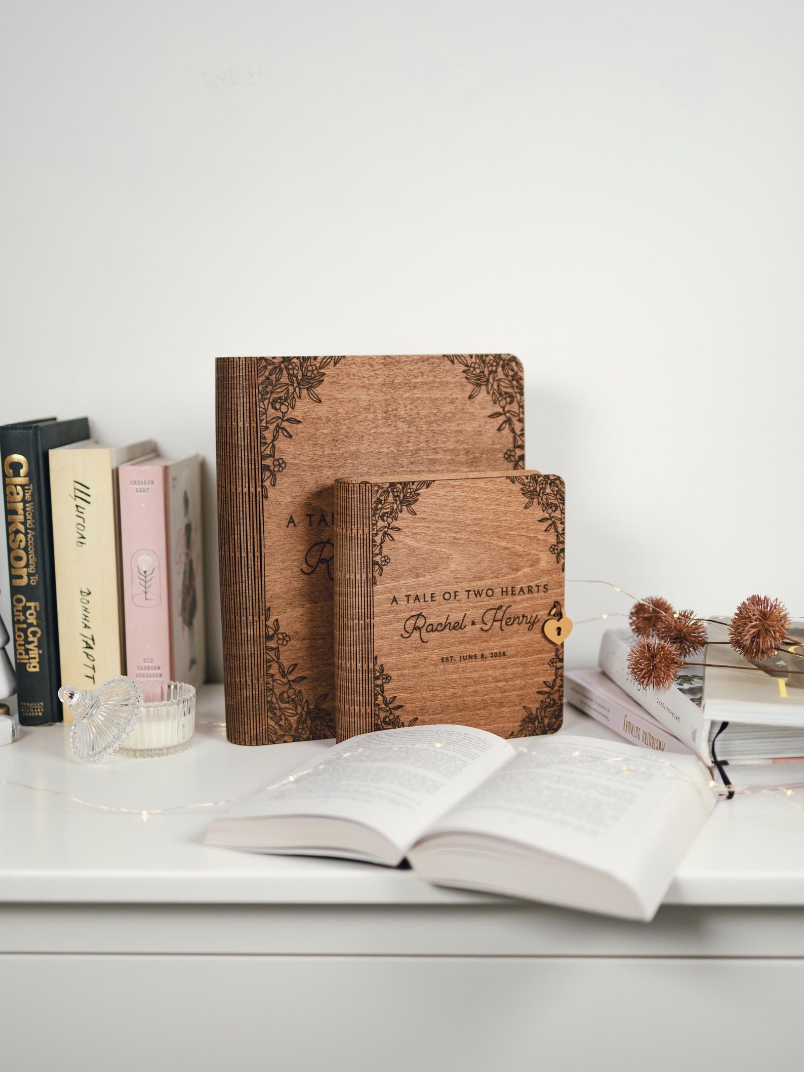 Memory Book Box for Couples Wood With Lock, Personalized Valentine's ...