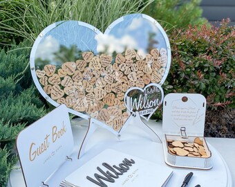 Alternativa al libro degli ospiti rustico per matrimonio: scatola a forma di cuore blu - Italia