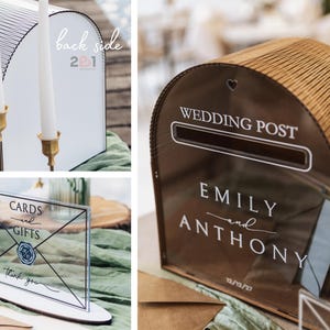 Wedding Post Card Box, Acrylic Card Box With Print, Reception Wooden ...