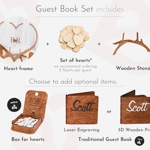 Alternative au livre d'or de mariage forme de coeur, enseigne de mariage personnalisée, cadeau d'anniversaire, livre d'or en bois personnalisé, décoration de mariage rustique bohème image 2