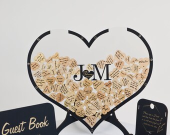 Personalized Guest Book - Wedding GuestBook Alternative (Black) - Heart Form, Wedding Sign, Rustic Wedding Decor, 2b1 Wedding