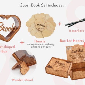 Wedding Guest Book, Personalized Wedding Guest Book Alternative, Wooden Hearts Box, Guest Book for Wedding, Wedding Decor, Wedding Gifts image 4