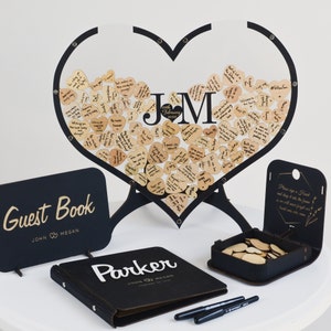 Personalized Guest Book - Wedding GuestBook Alternative (Black) - Heart Form, Wedding Sign, Rustic Wedding Decor, 2b1 Wedding