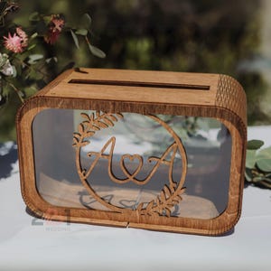 Bruiloftskaartdoos, gepersonaliseerde houten kaartdoos voor bruiloft, 2b1Wedding Decor, geheugendoos voor wenskaarten, acryl aandenkendoos met sleuf
