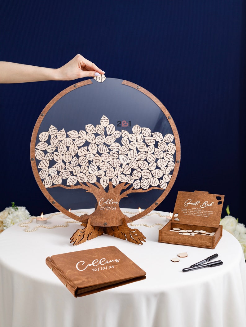 Alternative au livre d'or de mariage, panneau de mariage personnalisé pour arbre généalogique de mariage bois, décoration de mariage personnalisée 2b1Wedding image 9