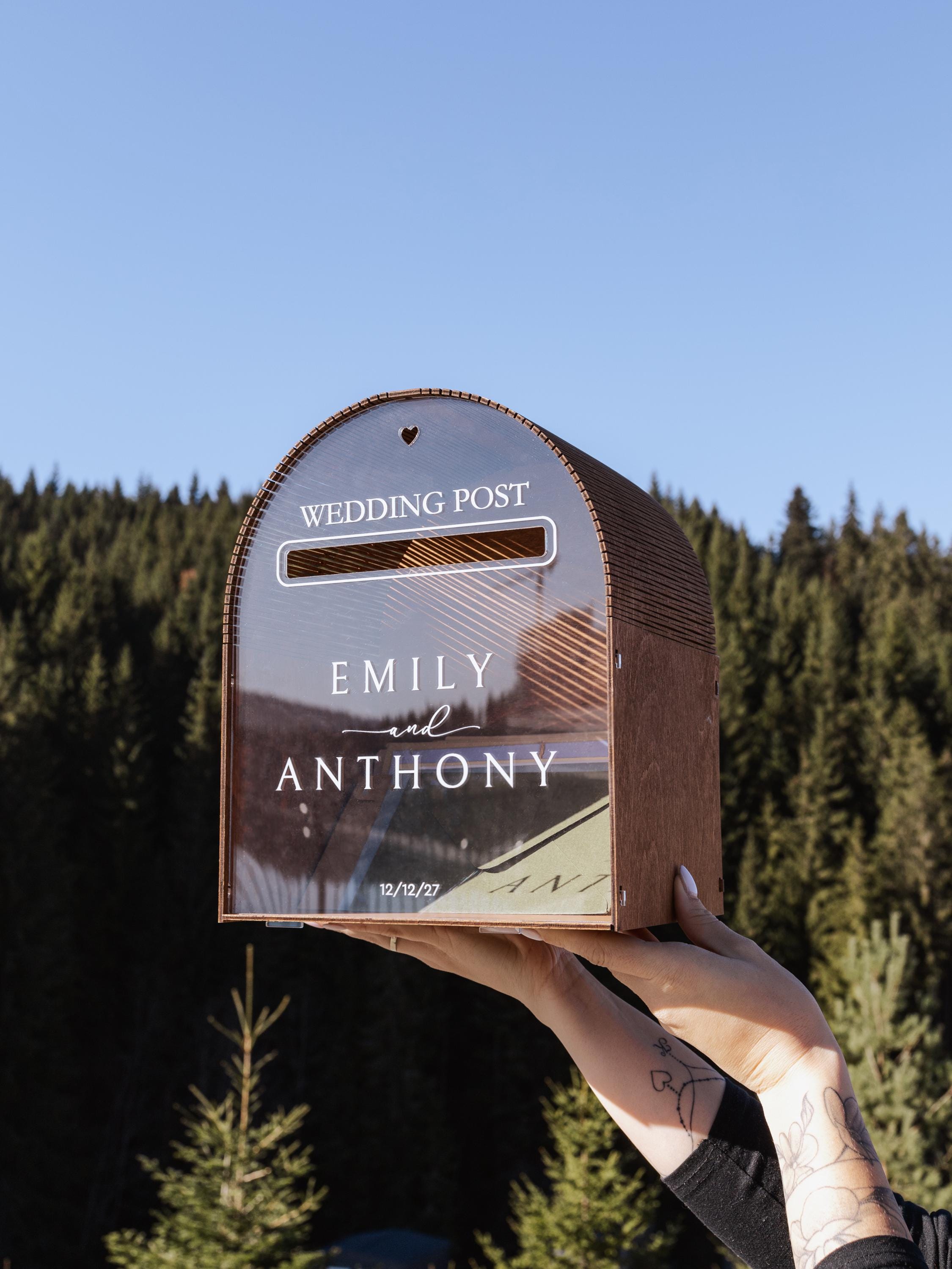 Wedding Post Box Card Box With Slot, Acrylic Card Box With Print ...