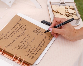 GCCSSBXF Libro degli ospiti in legno a forma di cuore per matrimonio – Libro degli ospiti personalizzato alternativo con cornice in legno rustico – decorazione unica per matrimoni e libri per