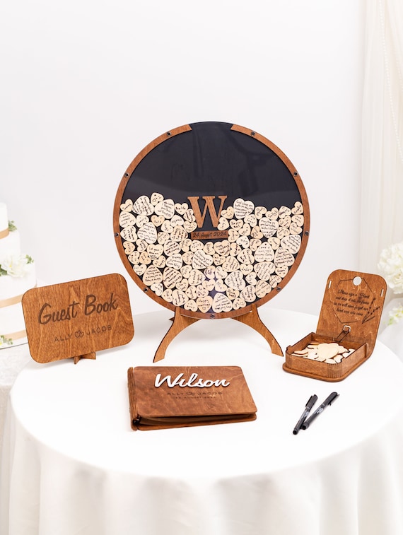 Wedding Guest Book Alternative, Personalized Acrylic Wedding Sign, Anniversary Gift, Custom Wooden GuestBook,Rustic Wedding Decor 2b1Wedding