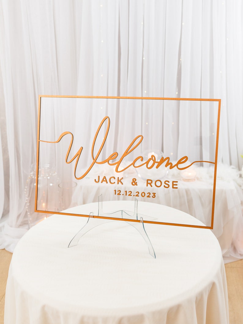 Wedding Welcome Sign, Acrylic Welcome Board, Personalized Wedding Signs, Welcome to our Wedding Sign, 3D Wedding Sign, Rustic Wedding Decor bronze