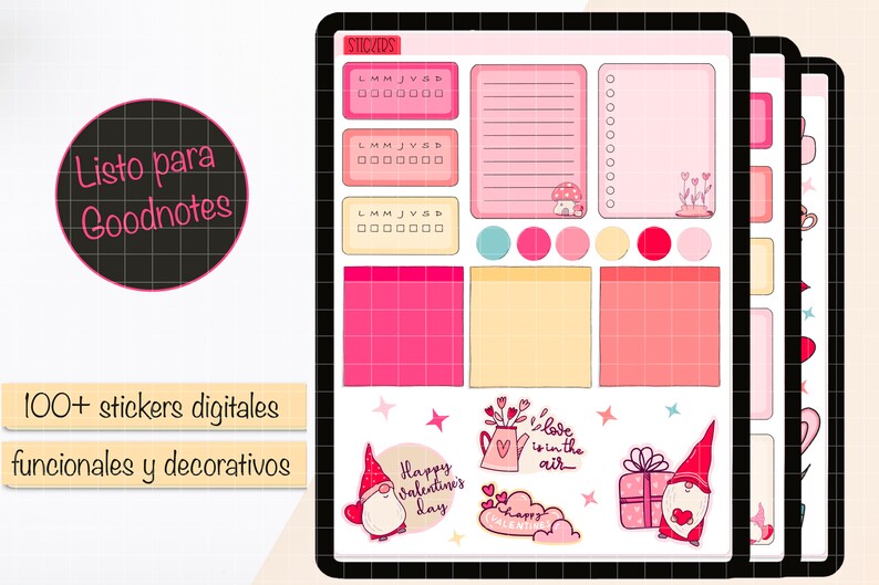 DIGITAL Stickers in SPANISH for Valentine's Day. Goodnotes Etsy