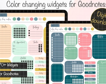 COLOR CHANGING WIDGETS in English For Goodnotes. Functional digital color changing stickers for Goodnotes. Color changing widgets for iPad