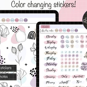 COLOR-CHANGING STICKERS in English For Goodnotes. Decorative digital color-changing stickers for Goodnotes. Color-changing stickers for iPad