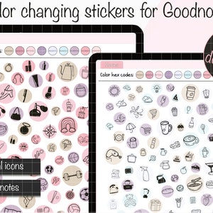 COLOR-CHANGING ICONS in Spanish For Goodnotes. Decorative digital color-changing stickers for Goodnotes. Color-changing Icons for iPad