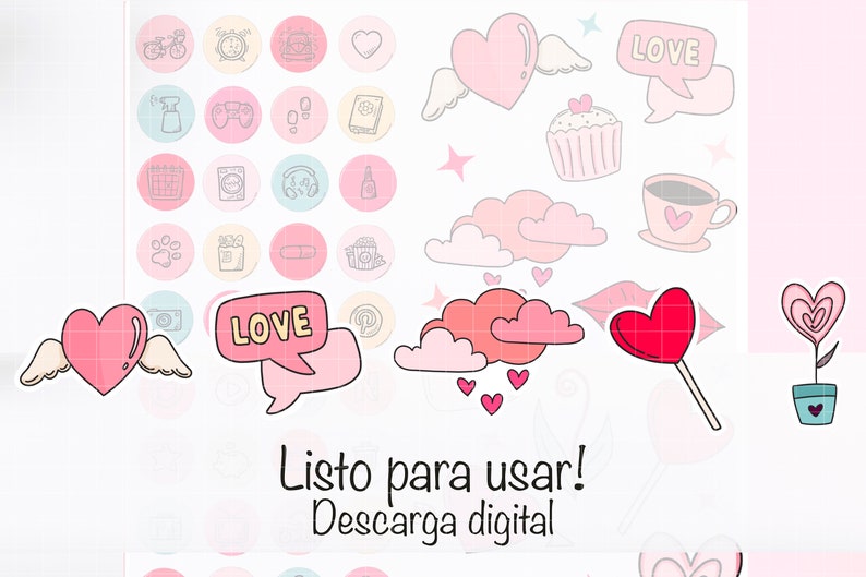 DIGITAL Stickers in SPANISH for Valentine's Day. Goodnotes Etsy