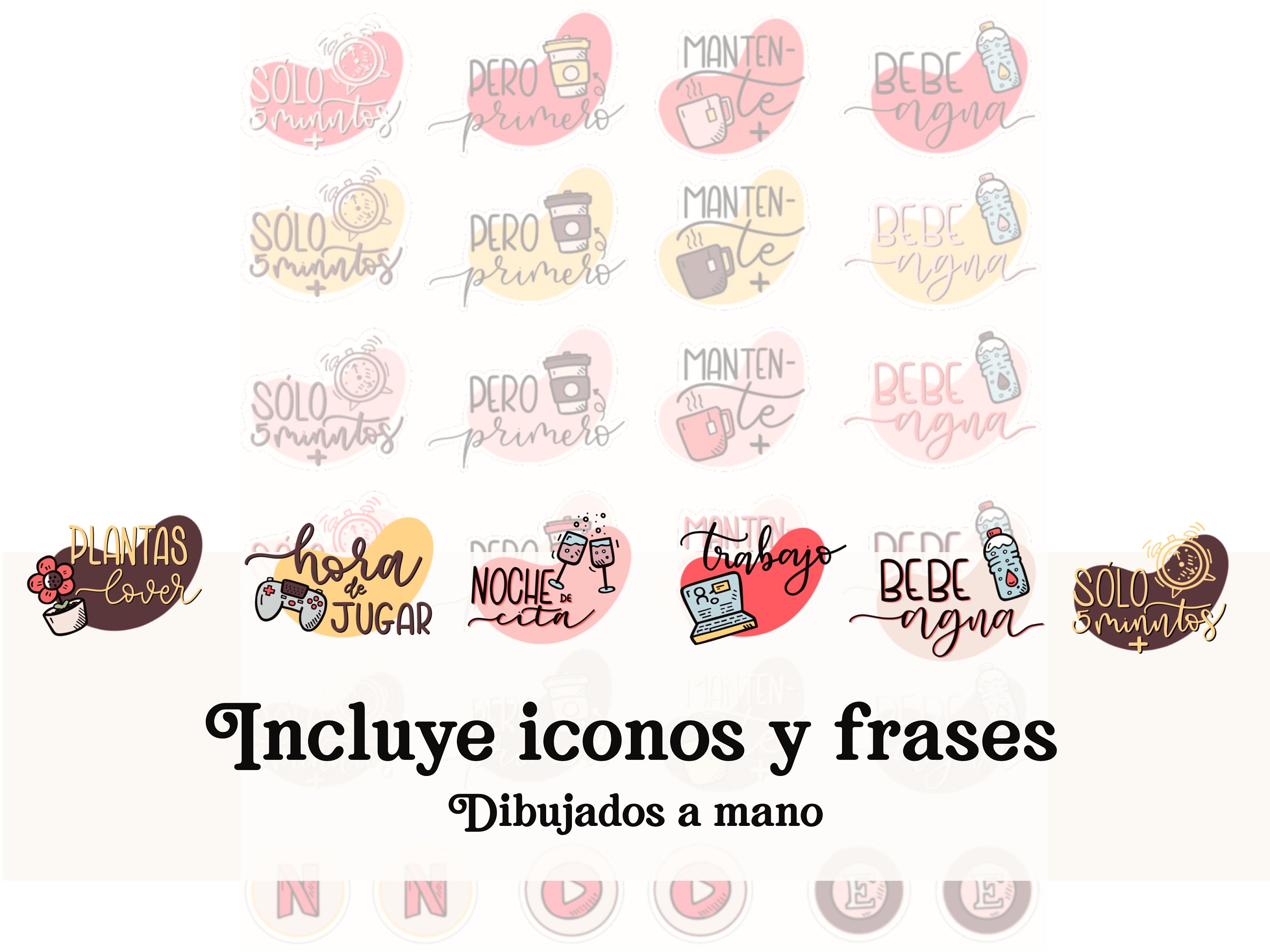 Functional DIGITAL and PRINTABLE STICKERS, Planner Stickers in Spanish ...
