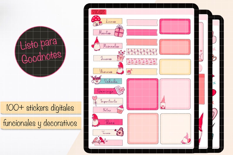 DIGITAL Stickers in SPANISH for Valentine's Day. Goodnotes Etsy