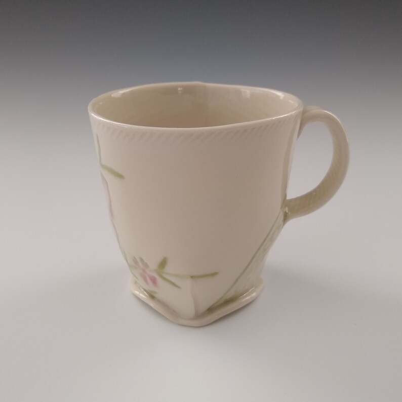 Porcelain Slab Built Floral Teacup with Button Detail by Stacey Esslinger