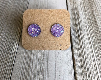Lavender Druzy Earrings Mauve Faux Druzy Earrings Light Purple Druzy Earrings