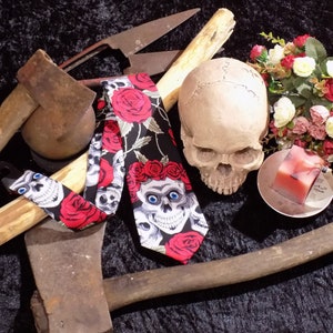 Gothic style skull necktie. Skull tie. Christmas Tie. Birthday Tie. Handmade necktie. Fathers Day. Wedding Necktie. Gothic.Horror.Halloween.