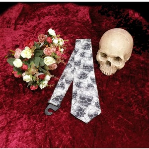 Gothic style skull necktie. Skull tie. Christmas Tie. Birthday Tie. Handmade necktie. Fathers Day. Wedding Necktie. Gothic.Horror.Halloween.