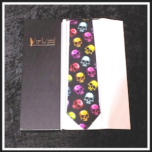 Gothic Skull Necktie. Handmade. Birthday. Fathers day. Wedding. Christmas. Horror. Skulls. Day of the Dead. Handmade. The Damned. Halloween.