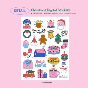 Christmas GoodNotes Stickers | Cute Christmas Digital Stickers for Digital Planner | Winter Holiday Clipart PNG| Seasonal Decorative Png