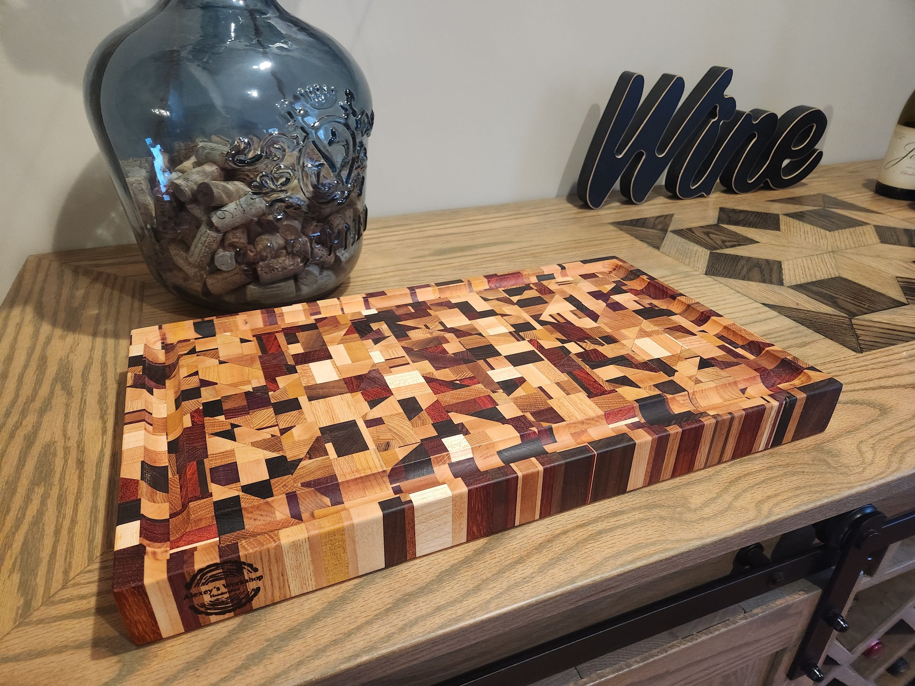 Large End-grain Chaos Pattern Butcher Block Made From Numerous Wood ...
