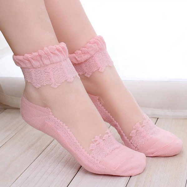 Random Comfortable cotton bamboo fiber Girl, Women's Socks Ankle low Female invisible color, Cute Transparent Short