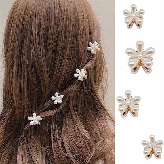 # Lovely Pearl Hair Claw Clip Small Size Rhinestone Hair Clips Women  Accessory