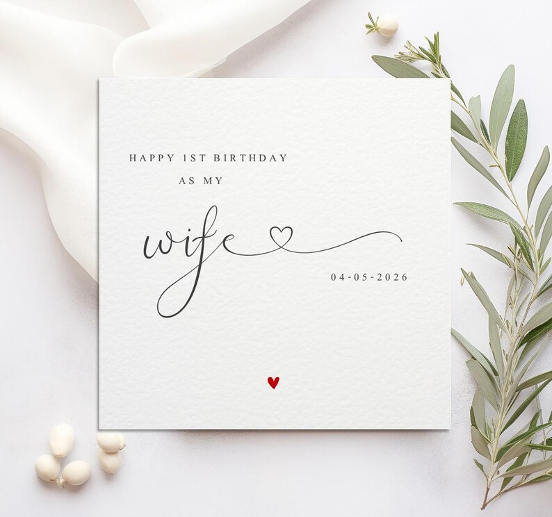 Personalised First Birthday as my Husband Card I Wife I 1st I Luxury zdjęcie 2