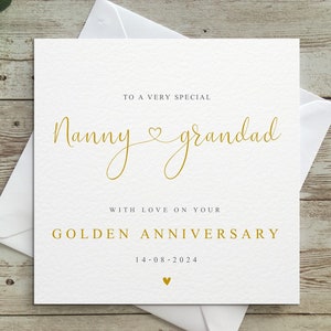 Personalised Golden Wedding Anniversary: Golden Anniversary, Granny, Grandad, Mum, Dad, Happy Anniversary, Personalised - Luxury