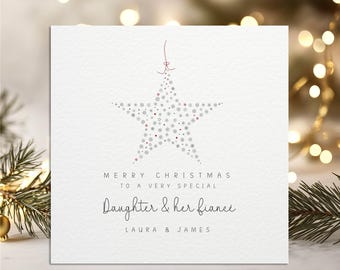 Personalised Christmas Card I Son & his Fiancé I Fiancée I Son I Daughter, Merry Christmas I Beautiful Star I Minimalist I Luxury