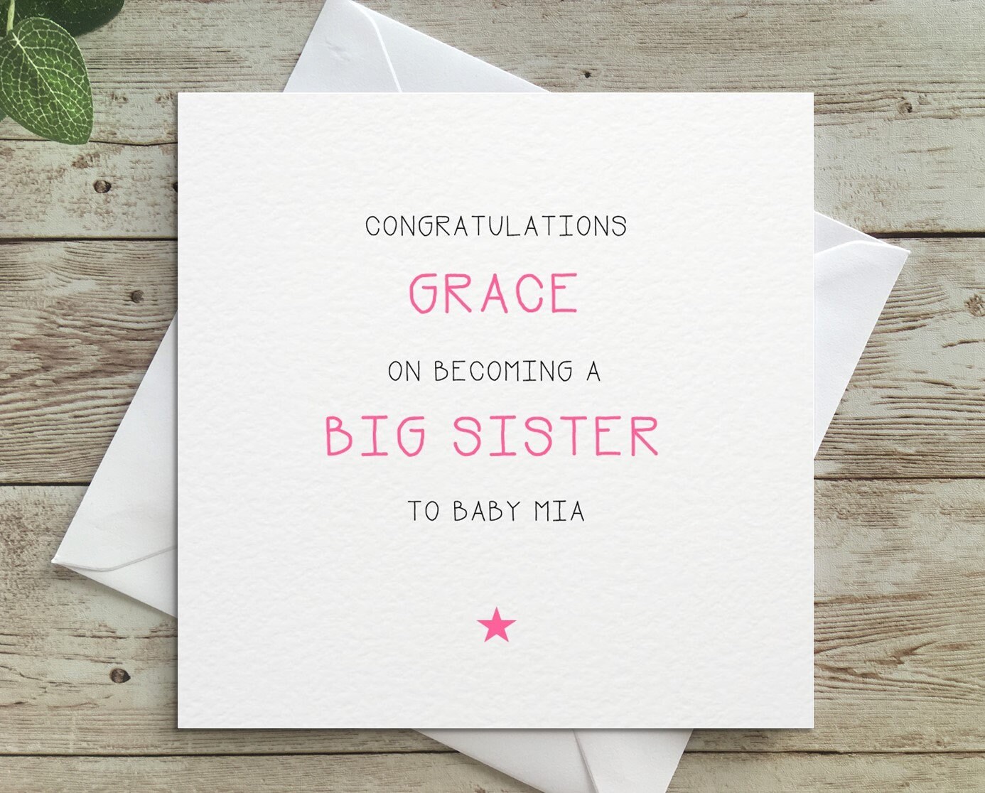 Personalised Congratulations On Becoming A Big Sister Big Etsy