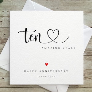 Personalised Annivesary Card, Happy Anniversary, ten years, amazing years, nine years, eight - any, anniversary, husband, wife, Personalised