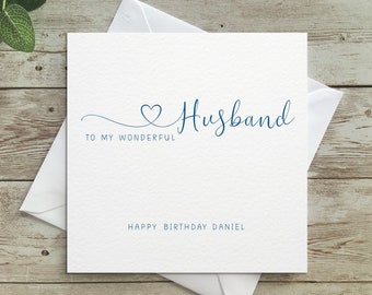 Personalised Husband Birthday Card, Minimalist, Contemporary, to my husband, wonderful, Birthday Card, for him, Personalised