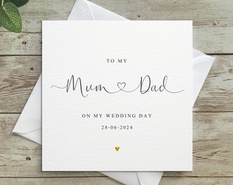 Personalised Mum and Dad Wedding Card, to my Mum and Dad, on my wedding day, wedding card, wedding day, personalised