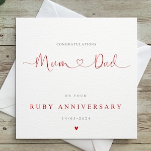 Personalised Ruby Wedding Anniversary: Ruby Anniversary, Granny, Grandad, Nanny, Gran, Dad, 40, Happy Anniversary, Personalised - Luxury