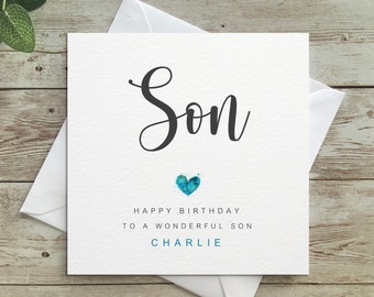 Personalised Happy Birthday to a wonderful Son, Happy Birthday Son, Son Birthday, card for him, Personalised